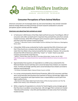 Consumer Perceptions of Farm Animal Welfare