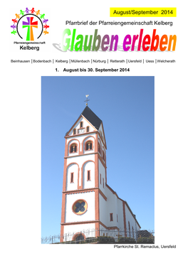 Pfarrbrief Der Pfarreiengemeinschaft Kelberg August/September 2014