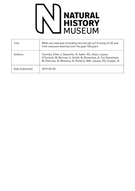 What Can Cetacean Stranding Records Tell Us? a Study of UK and Irish Cetacean Diversity Over the Past 100 Years