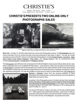 Christie's Presents Two Online-Only Photographs