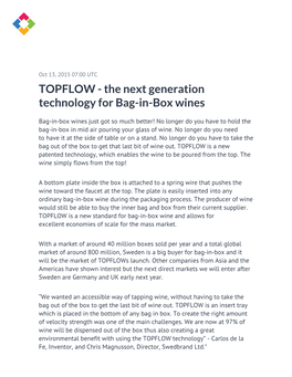 TOPFLOW - the Next Generation Technology for Bag-In-Box Wines