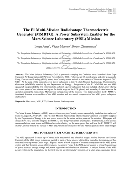 The F1 Multi-Mission Radioisotope Thermoelectric Generator (MMRTG): a Power Subsystem Enabler for the Mars Science Laboratory (MSL) Mission