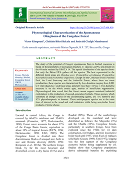 Phytoecological Characterization of the Spontaneous Oleaginous of the Congolese Forest