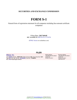 Alteryx, Inc. Form S-1 Filed 2017-09-05