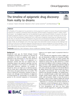 The Timeline of Epigenetic Drug Discovery: from Reality to Dreams A