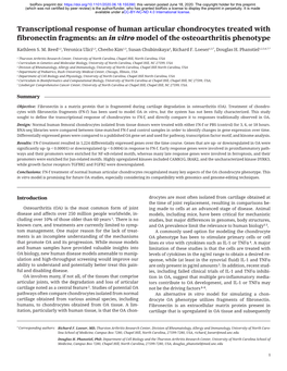 Transcriptional Response of Human Articular Chondrocytes Treated with Fibronectin Fragments: an in Vitro Model of the Osteoarthritis Phenotype