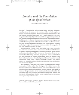 Boethius and the Consolation of the Quadrivium