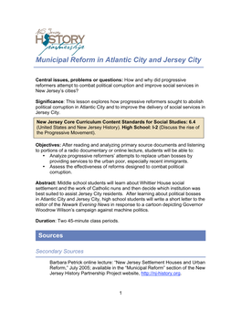 Municipal Reform in Atlantic City and Jersey City