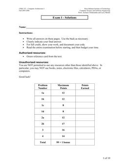 Exam 1 - Solutions