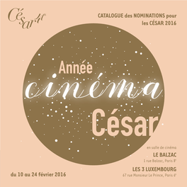 Télécharger Le Catalogue De L'année Cinéma César 2016