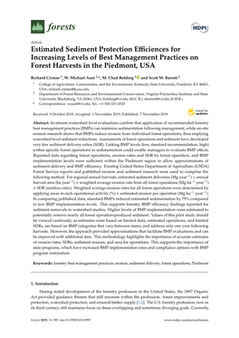 Estimated Sediment Protection Efficiences for Increasing