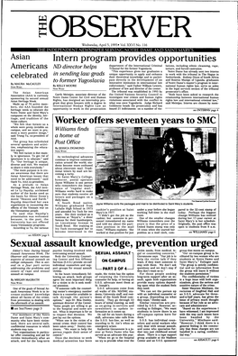 Sexual Assault Knowledge, Prevention Urged Editor's Note: During Sexual Psychic Healing Involved with Victim Needs, from Medical, Le­ Group That Meets on Campus