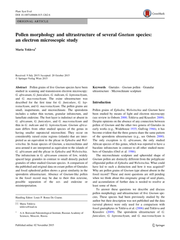 Pollen Morphology and Ultrastructure of Several Gnetum Species: an Electron Microscopic Study