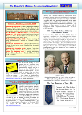 The Chingford Masonic Association Newsletter – 54Th Edition