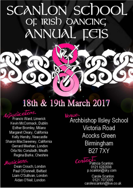 Scanlon Annual Feis 18Th & 19Th March 2017