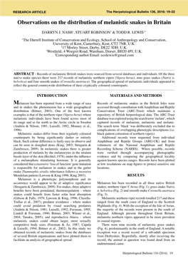 Observations on the Distribution of Melanistic Snakes in Britain