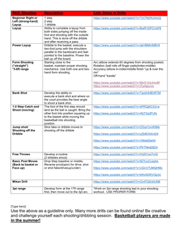 Shooting and Dribbling Skills
