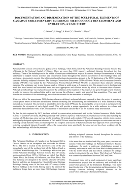 Documentation and Dissemination of the Sculptural Elements of Canada's Parliamentary Buildings: Methodology Development and Evolution, a Case Study