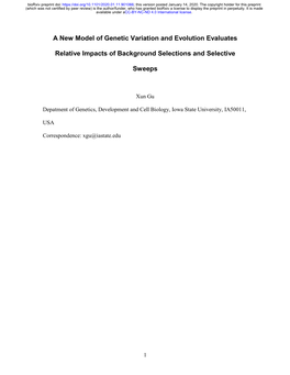 A New Model of Genetic Variation and Evolution Evaluates Relative Impacts of Background Selections and Selective Sweeps