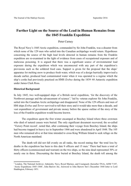 Further Light on the Source of the Lead in Human Remains from the 1845 Franklin Expedition