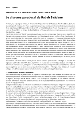 Le Discours Paradoxal De Rabah Saâdane