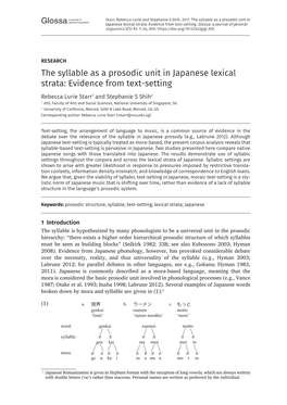 The Syllable As a Prosodic Unit in Japanese Lexical Strata: Evidence