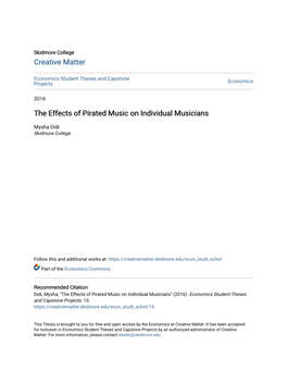 The Effects of Pirated Music on Individual Musicians