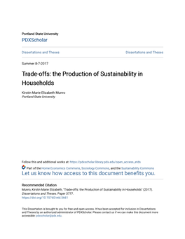 Trade-Offs: the Production of Sustainability in Households