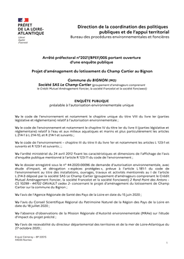 Préfecture De La Loire-Atlantique Dès La Publication De L'arrêté D'ouverture De L'enquête