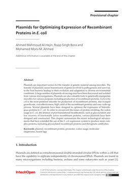 Plasmids for Optimizing Expression of Recombinant Proteins in E. Coli