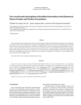 New Records and Redescriptions of Brazilian Scleractinia Corals (Itamaracá, Maria Farinha and Pirabas Formations)