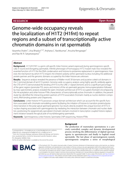 Genome-Wide Occupancy Reveals the Localization of H1T2 (H1fnt) To