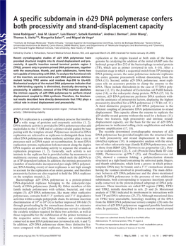 A Specific Subdomain in 29 DNA Polymerase Confers Both