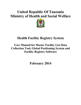 Health Facility Registry System Tools GPS and FRS Guideline 2014