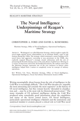 The Naval Intelligence Underpinnings of Reagan's Maritime Strategy
