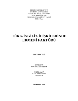 Türk-Ingiliz Ilişkilerinde Ermeni Faktörü