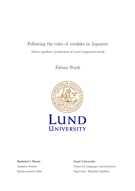 Following the Rules of Rendaku in Japanese Fabian Sturk