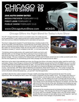 Chicago Offers the Right Blend for Today's Auto Show