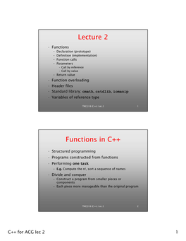 Lecture 2 Functions In