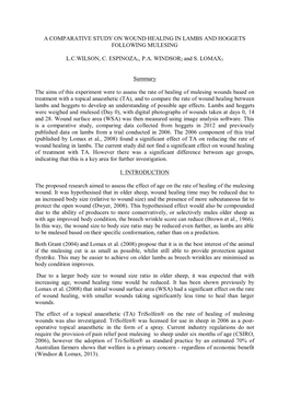 A Comparative Study on Wound Healing in Lambs and Hoggets Following Mulesing