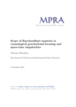 Scope of Raychaudhuri Equation in Cosmological Gravitational Focusing and Space-Time Singularities