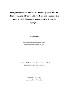 Phenylphenalenones and Related Phenolic Pigments of The