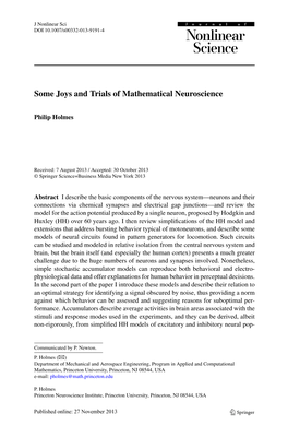 Some Joys and Trials of Mathematical Neuroscience