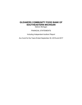 Detroit, Michigan FINANCIAL STATEMENTS Including Independent Auditors' Report As of and for the Years Ended September 30, 2018 and 2017