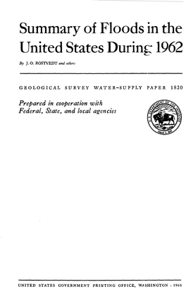 Summary of Floods in the United States During 1962