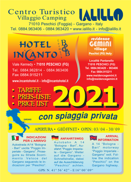 Listino Prezzi 2021