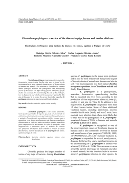 Clostridium Perfringens: a Review of the Disease in Pigs, Horses and Broiler Chickens