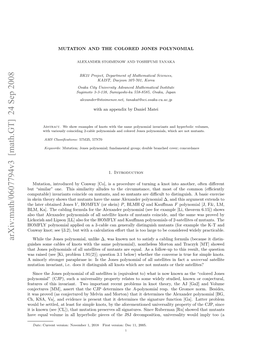 Arxiv:Math/0607794V3 [Math.GT] 24 Sep 2008 Aeeulvlm Nalhproi Icso H S Eopsto,U Decomposition, JSJ the of Pieces Hyperbolic Since All Signatures