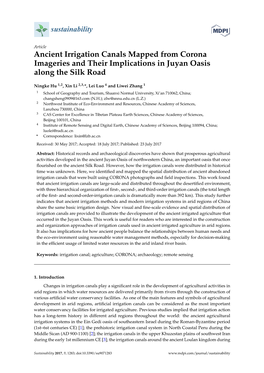 Ancient Irrigation Canals Mapped from Corona Imageries and Their Implications in Juyan Oasis Along the Silk Road