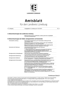 Amtsblatt Für Den Landkreis Lüneburg